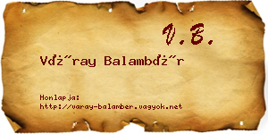 Váray Balambér névjegykártya
